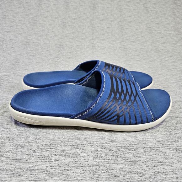 Spenco Thrust Mens Recovery Slides Orthotic Sandals Slip On Blue Arch Support 13 - Picture 8 of 15